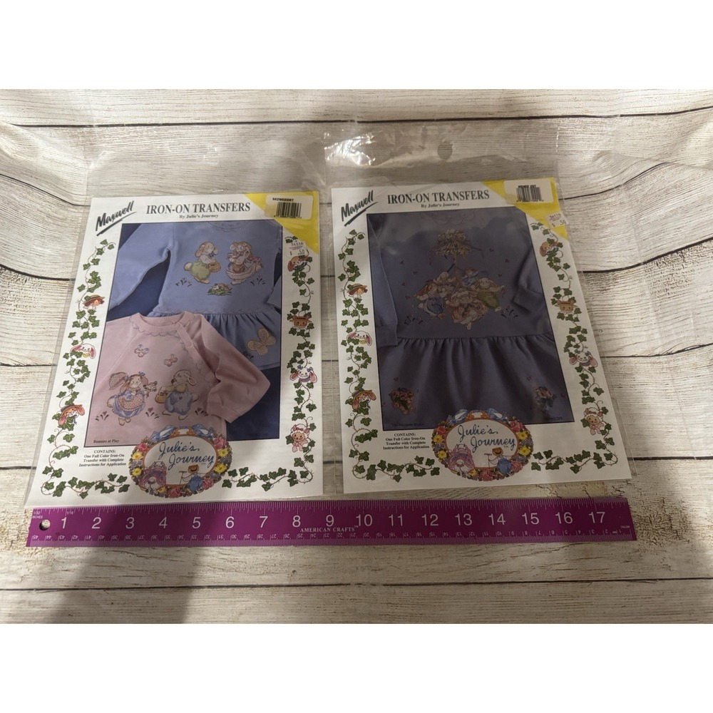Lot of 6 NOS Maxwell Iron-On Transfers by Julie's Journey Bunny Floral Ballet H - Picture 4 of 7